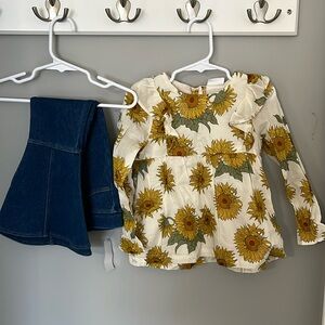 NWT Happy Threads Sunflower 2 Piece Flare Jeans Set - 4T